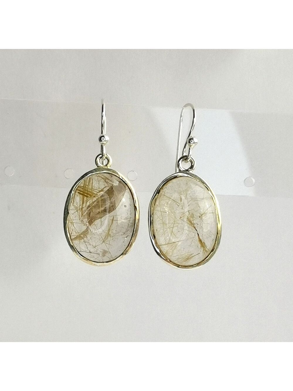 Gold Rutilated Quartz drop earrings in Sterling Silver 🆕